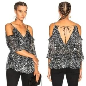 IRO Black and White Cold Shoulder Strappy Blouse Size S (36)